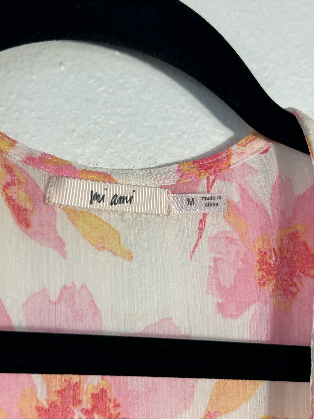 Mi Ami Francesca’s Floral Kimono Cardigan M Pink Sheer Chiffon Ruffle Sleeve - Picture 4 of 8